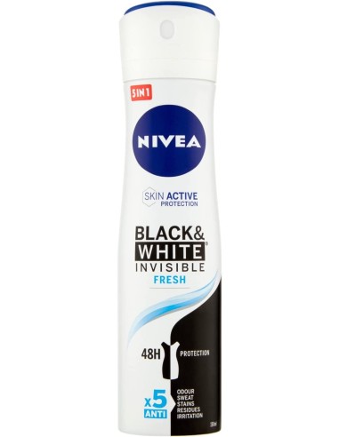 nivea deodorante spray - 150ml - black & white invisible fresh - non macchia: tuttocasashop.live: igiene e cura della persona