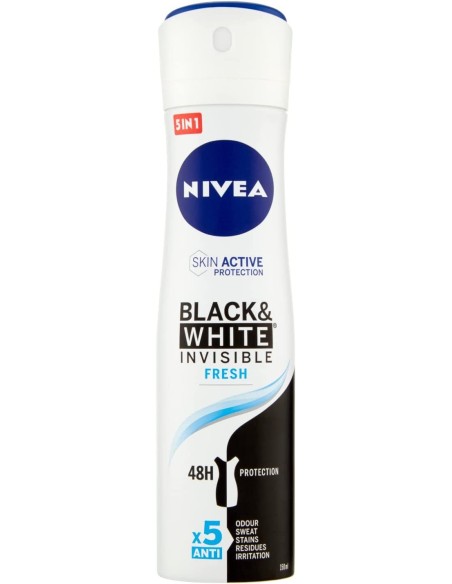 nivea deodorante spray - 150ml - black & white invisible fresh - non macchia: tuttocasashop.live: igiene e cura della persona