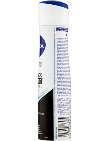 nivea deodorante spray - 150ml - black & white invisible fresh - non macchia: tuttocasashop.live: igiene e cura della persona