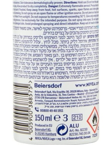nivea deodorante spray - 150ml - black & white invisible fresh - non macchia: tuttocasashop.live: igiene e cura della persona