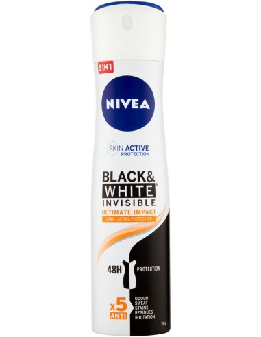 nivea deodorante spray - 150ml - black & white - ultimate impact: tuttocasashop.live: igiene e cura della persona