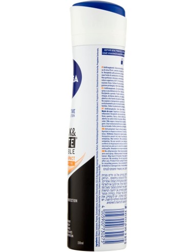 nivea deodorante spray - 150ml - black & white - ultimate impact: tuttocasashop.live: igiene e cura della persona