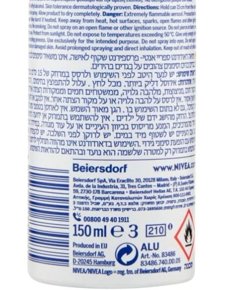 nivea deodorante spray - 150ml - black & white - ultimate impact: tuttocasashop.live: igiene e cura della persona