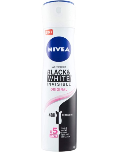 nivea deodorante spray - 150ml - black & white - original - non macchia: tuttocasashop.live: igiene e cura della persona