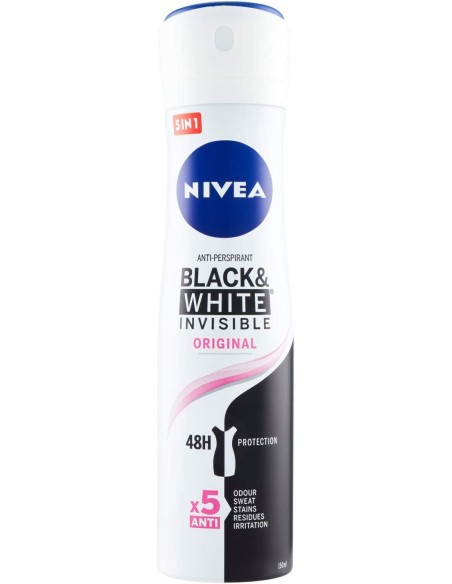 nivea deodorante spray - 150ml - black & white - original - non macchia: tuttocasashop.live: igiene e cura della persona