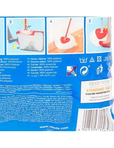 vileda turbo smart ricambio mop microfibra lavapavimenti sistema rotante: tuttocasashop.live: pulizia e cura della casa