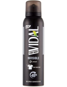 vidal deodorante spray - 150ml - for men invisible 48h 0% alcool no macchie: tuttocasashop.live: igiene e cura della persona