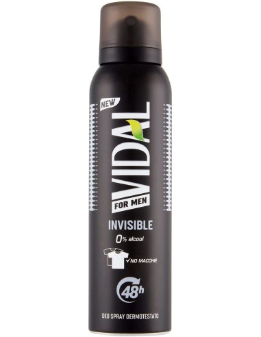 vidal deodorante spray - 150ml - for men invisible 48h 0% alcool no macchie: tuttocasashop.live: igiene e cura della persona