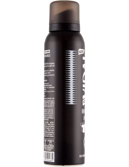 vidal deodorante spray - 150ml - for men invisible 48h 0% alcool no macchie: tuttocasashop.live: igiene e cura della persona