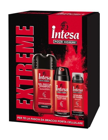 intesa pour homme: doccia 250ml + deo 150ml + schiuma barba 50ml + fascia: tuttocasashop.live: igiene e cura della persona