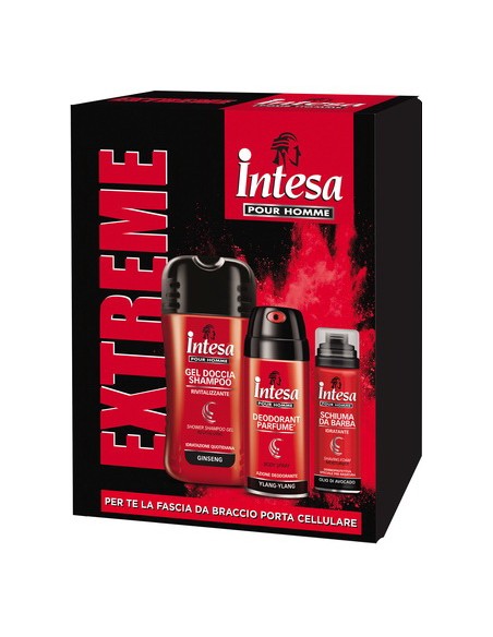 intesa pour homme: doccia 250ml + deo 150ml + schiuma barba 50ml + fascia: tuttocasashop.live: igiene e cura della persona