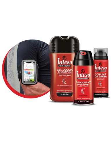 intesa pour homme: doccia 250ml + deo 150ml + schiuma barba 50ml + fascia: tuttocasashop.live: igiene e cura della persona