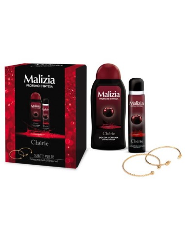 malizia cherie - docciaschiuma 300ml + deo spray 100ml + set bracciali: tuttocasashop.live: igiene e cura della persona
