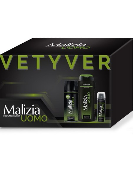 malizia vetyver - docciashampoo 250ml - deo spray 175ml - schiuma barba 50ml: tuttocasashop.live: igiene e cura della persona