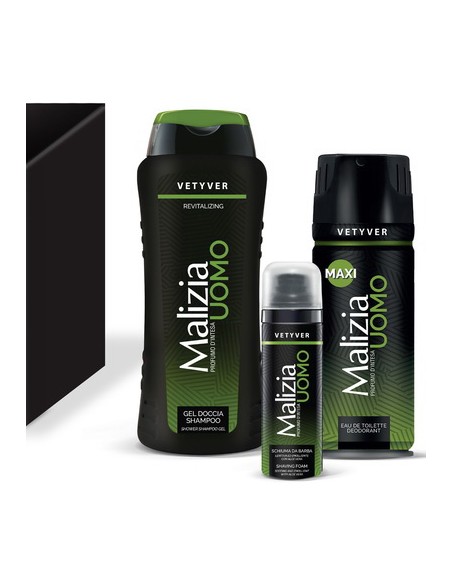 malizia vetyver - docciashampoo 250ml - deo spray 175ml - schiuma barba 50ml: tuttocasashop.live: igiene e cura della persona