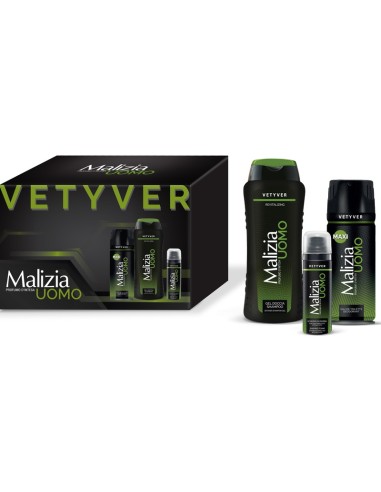 malizia vetyver - docciashampoo 250ml - deo spray 175ml - schiuma barba 50ml: tuttocasashop.live: igiene e cura della persona