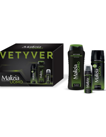 malizia vetyver - docciashampoo 250ml - deo spray 175ml - schiuma barba 50ml: tuttocasashop.live: igiene e cura della persona