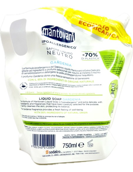 mantovani sapone sapone liquido - ecoricarica 750ml - classico: tuttocasashop.live: igiene e cura della persona