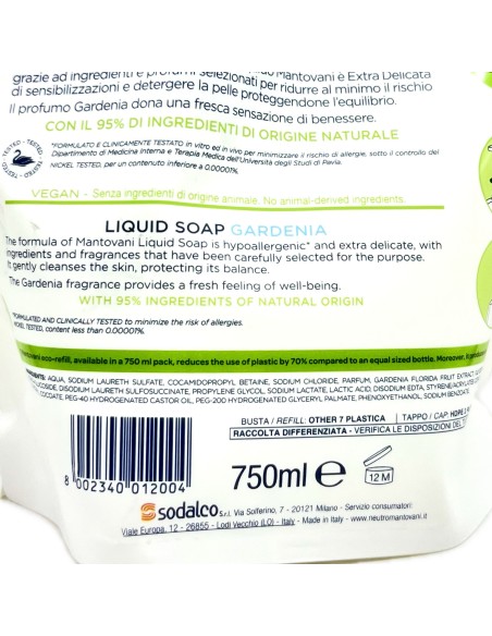 mantovani sapone sapone liquido - ecoricarica 750ml - classico: tuttocasashop.live: igiene e cura della persona