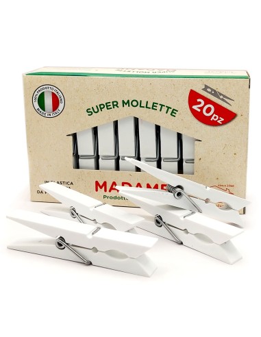 madame la dupla 20 pinze stendi bucato in plastica - bianche - made in italy: tuttocasashop.live: prodotti per bucato e tessuti