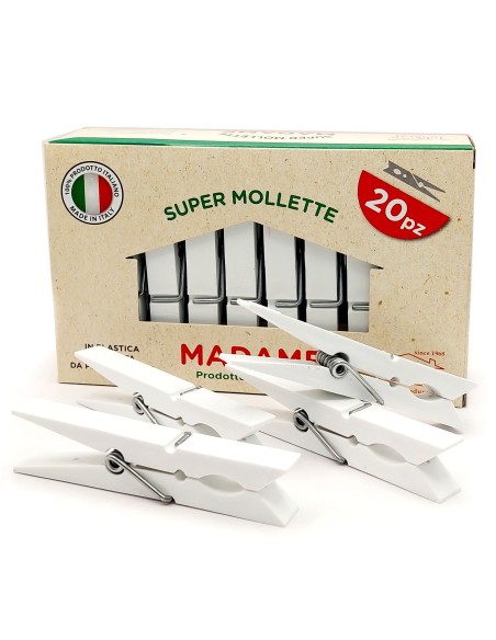 madame la dupla 20 pinze stendi bucato in plastica - bianche - made in italy: tuttocasashop.live: prodotti per bucato e tessuti