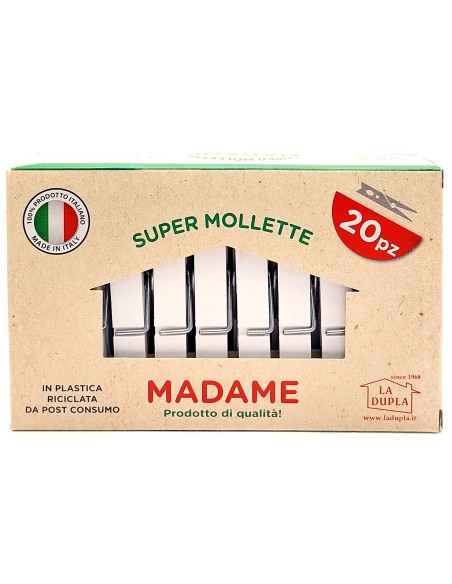 madame la dupla 20 pinze stendi bucato in plastica - bianche - made in italy: tuttocasashop.live: prodotti per bucato e tessuti