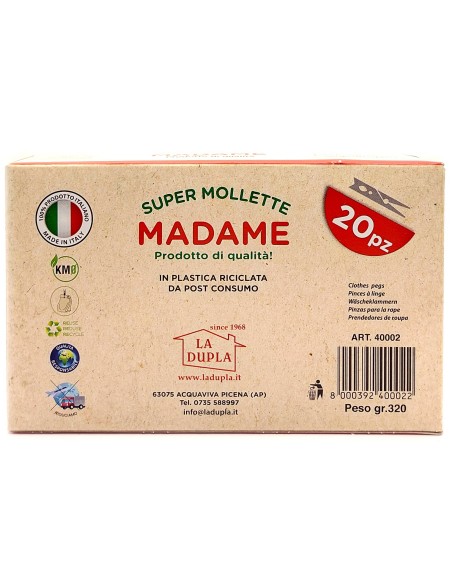 madame la dupla 20 pinze stendi bucato in plastica - bianche - made in italy: tuttocasashop.live: prodotti per bucato e tessuti