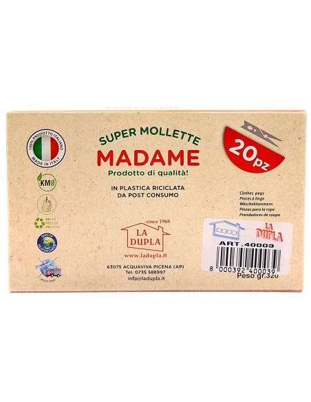 madame la dupla 20 pinze stendi bucato in plastica colorate - made in italy: tuttocasashop.live: prodotti per bucato e tessuti
