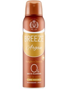breeze deodorante spray - 150ml - argan - vaniglia e sandalo - zero macchie: tuttocasashop.live: igiene e cura della persona