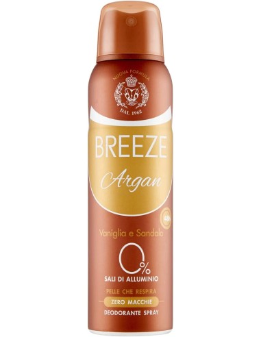 breeze deodorante spray - 150ml - argan - vaniglia e sandalo - zero macchie: tuttocasashop.live: igiene e cura della persona