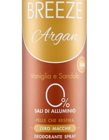 breeze deodorante spray - 150ml - argan - vaniglia e sandalo - zero macchie: tuttocasashop.live: igiene e cura della persona