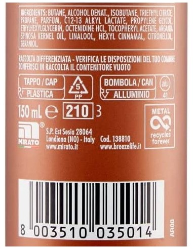 breeze deodorante spray - 150ml - argan - vaniglia e sandalo - zero macchie: tuttocasashop.live: igiene e cura della persona