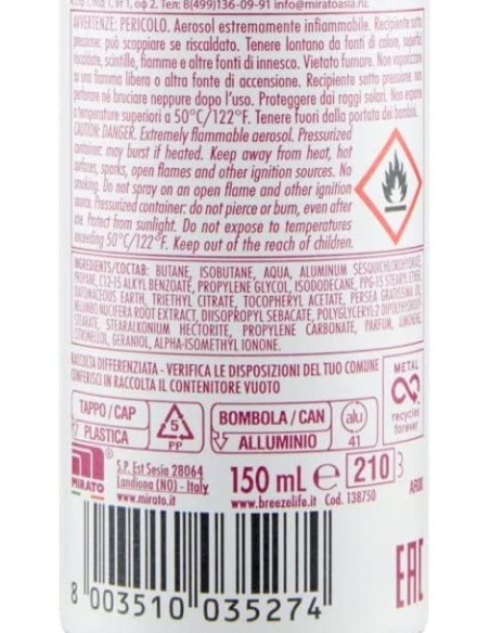 breeze deodorante spray - 150ml - perfect beauty - 0% alcool - zero macchie: tuttocasashop.live: igiene e cura della persona