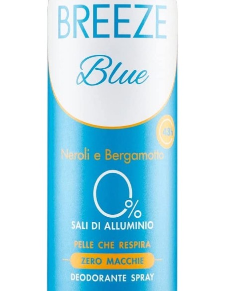 breeze deodorante spray - 150ml - blue - neroli e bergamotto - zero macchie: tuttocasashop.live: igiene e cura della persona