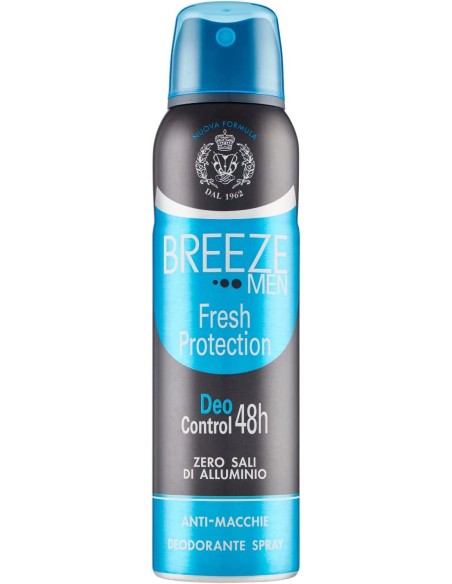 breeze deodorante spray - 150ml - men fresh protection - 48h - zero macchie: tuttocasashop.live: igiene e cura della persona