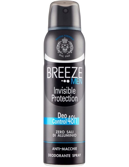 breeze deodorante spray - 150ml - men invisible protection - anti macchie: tuttocasashop.live: igiene e cura della persona