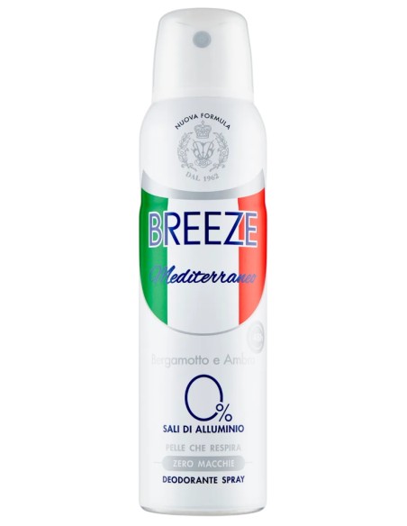 breeze deodorante spray - 150ml - mediterraneo - 0% sali di alluminio: tuttocasashop.live: igiene e cura della persona