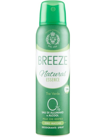 breeze deodorante spray - 150ml - natural essence - the verde - zero macchie: tuttocasashop.live: igiene e cura della persona