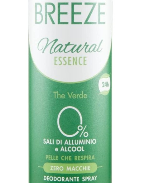 breeze deodorante spray - 150ml - natural essence - the verde - zero macchie: tuttocasashop.live: igiene e cura della persona