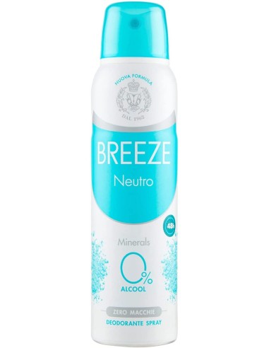 breeze deodorante spray - 150ml - neutro minerals - 0% alcool - zero macchie: tuttocasashop.live: igiene e cura della persona