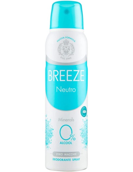 breeze deodorante spray - 150ml - neutro minerals - 0% alcool - zero macchie: tuttocasashop.live: igiene e cura della persona