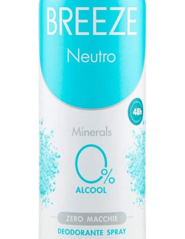 breeze deodorante spray - 150ml - neutro minerals - 0% alcool - zero macchie: tuttocasashop.live: igiene e cura della persona