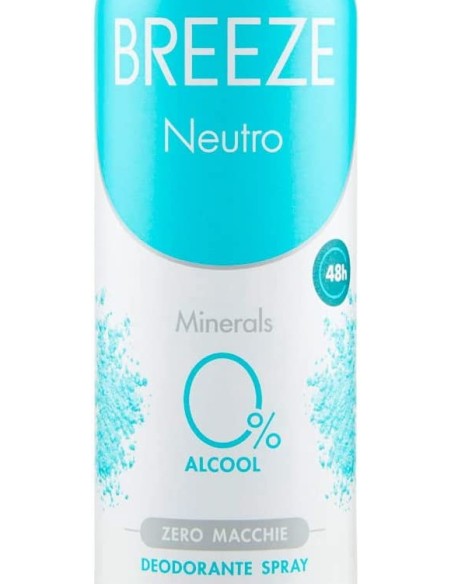 breeze deodorante spray - 150ml - neutro minerals - 0% alcool - zero macchie: tuttocasashop.live: igiene e cura della persona