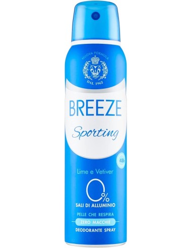 breeze deodorante spray - 150ml - sporting - lime e vetiver - zero macchie: tuttocasashop.live: igiene e cura della persona