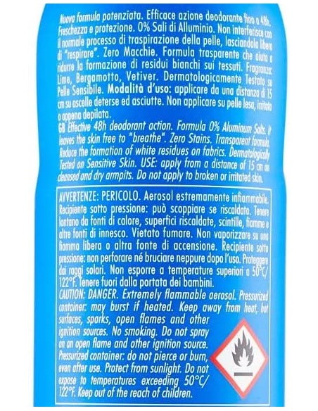 breeze deodorante spray - 150ml - sporting - lime e vetiver - zero macchie: tuttocasashop.live: igiene e cura della persona