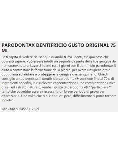 parodontax dentifricio - 75ml - classic: tuttocasashop.live: igiene e cura della persona