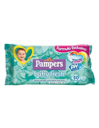 pampers baby fresh - 50 saviettine umidificate - delicate sulla pelle: tuttocasashop.live: igiene e cura della persona
