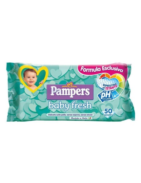 pampers baby fresh - 50 saviettine umidificate - delicate sulla pelle: tuttocasashop.live: igiene e cura della persona