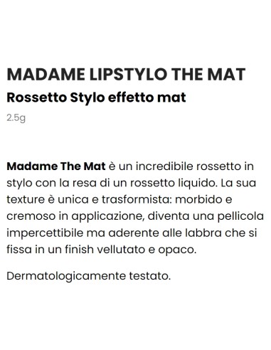 astra madame lipstylo the mat - rossetto stylo effetto mat - 05 absolu drama: tuttocasashop.live: igiene e cura della persona