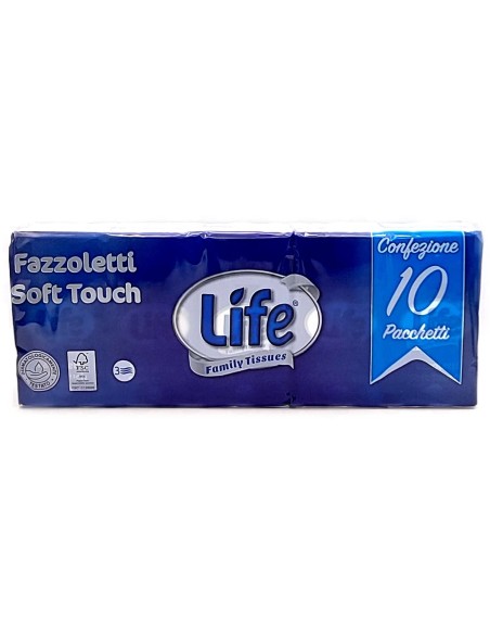 life fazzoletti da naso di carta - 3 veli - 10 pacchetti da 9 pezzi: tuttocasashop.live: carta & monouso